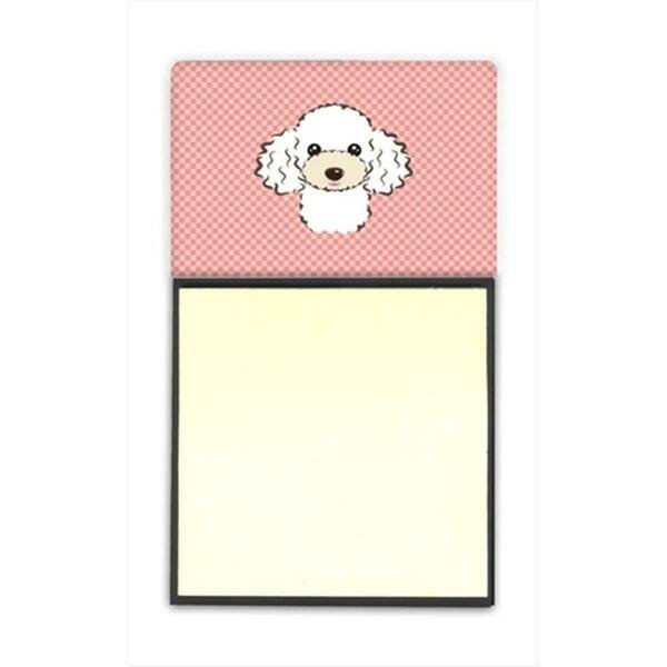 Checkerboard Pink White Poodle Refiillable Sticky Note Holder Or Postit Note Dispenser, 3 x 3 In., Teachers Aid, Mfr#: TE256019